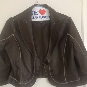 Brown leather bolero